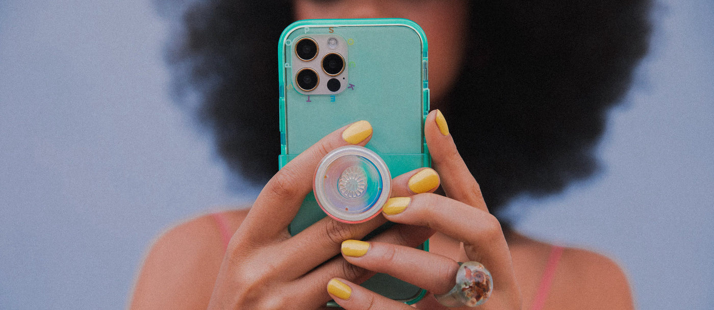PopSockets PopGrip - Support et Grip pour Smartphone et Tablette avec un Top Interchangeable - Sparkle Tidal Blue