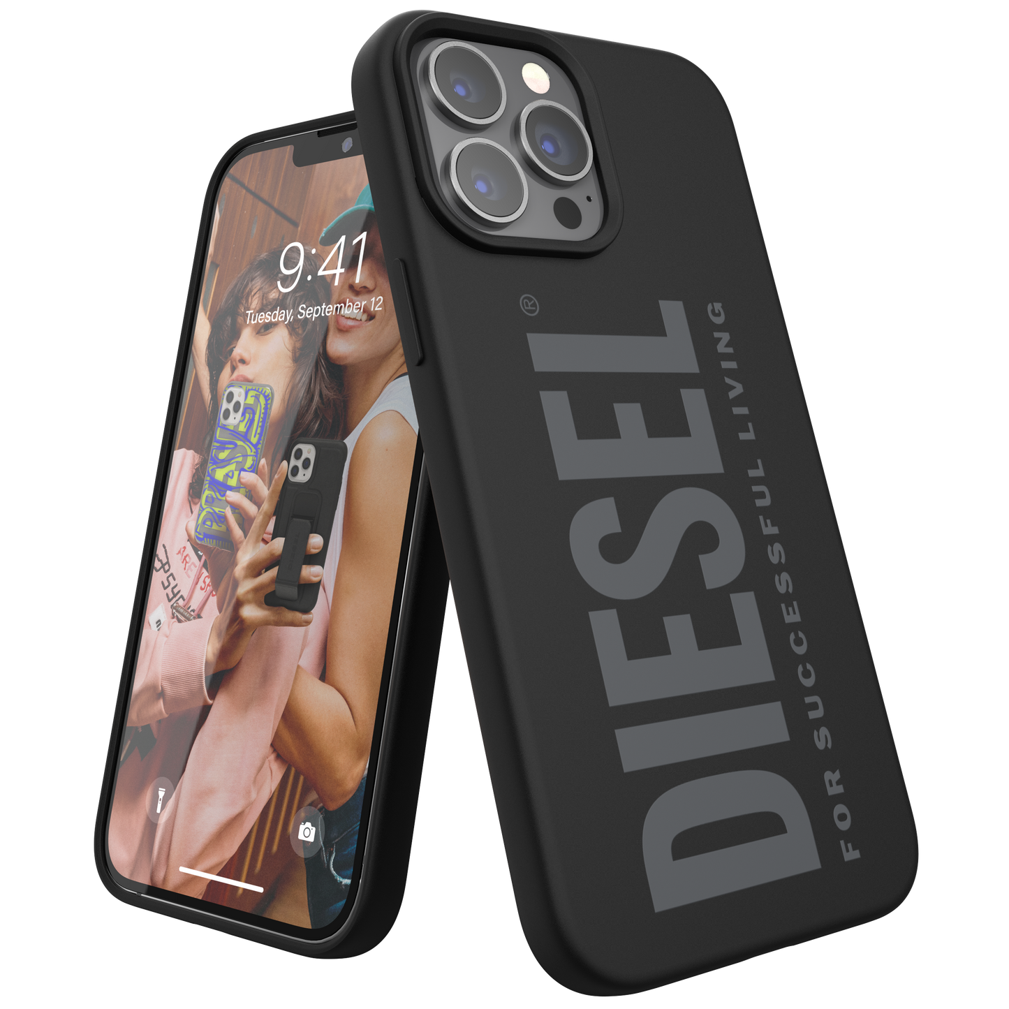 Diesel Silicone Case For iPhone 12/13 Pro Max - Black